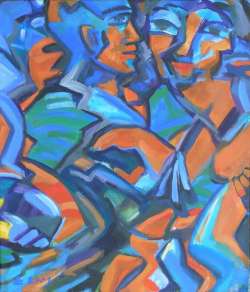 Tanzendes Paar, Acryl auf Leinwand, 45 x 60 cm, 2001 